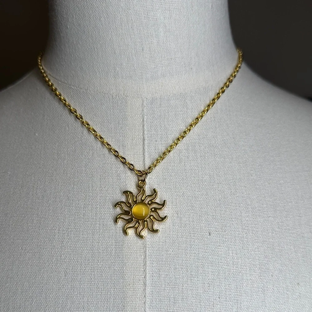 Gold Sun Pendant Necklace